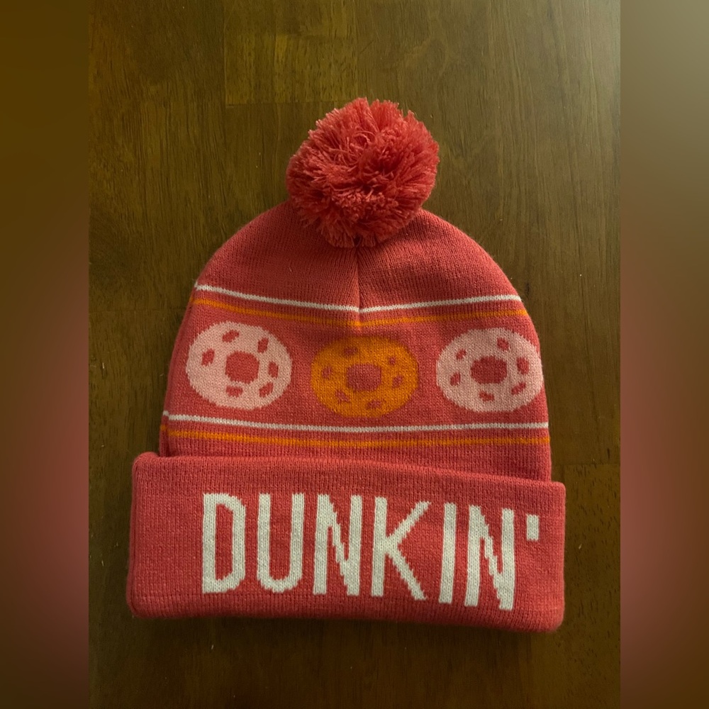 Dunkin' Pink and Orange Pom Beanie
